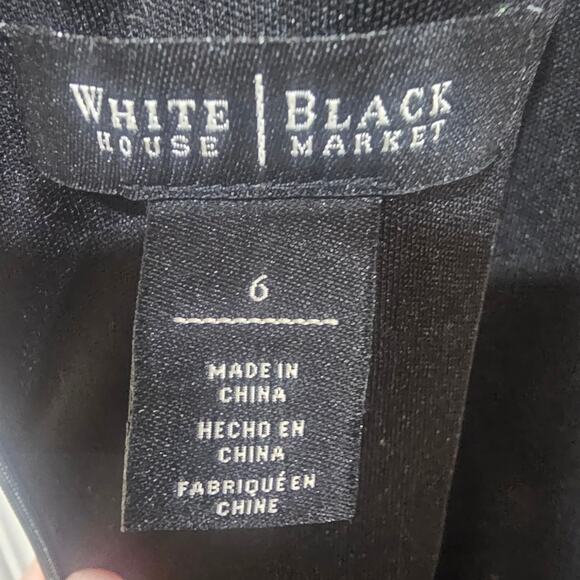White House Black Market Black Mesh Yoke Sheath Dress Size 6 - Picture 4 of 7